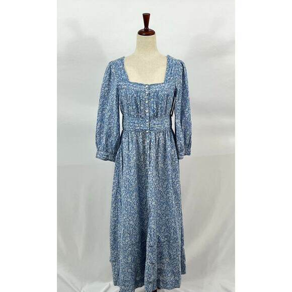 DOEN Sz S Small Blue Garden Bloom Floral Minta Dress Organic Cotton Viscose NWT - Picture 2 of 11